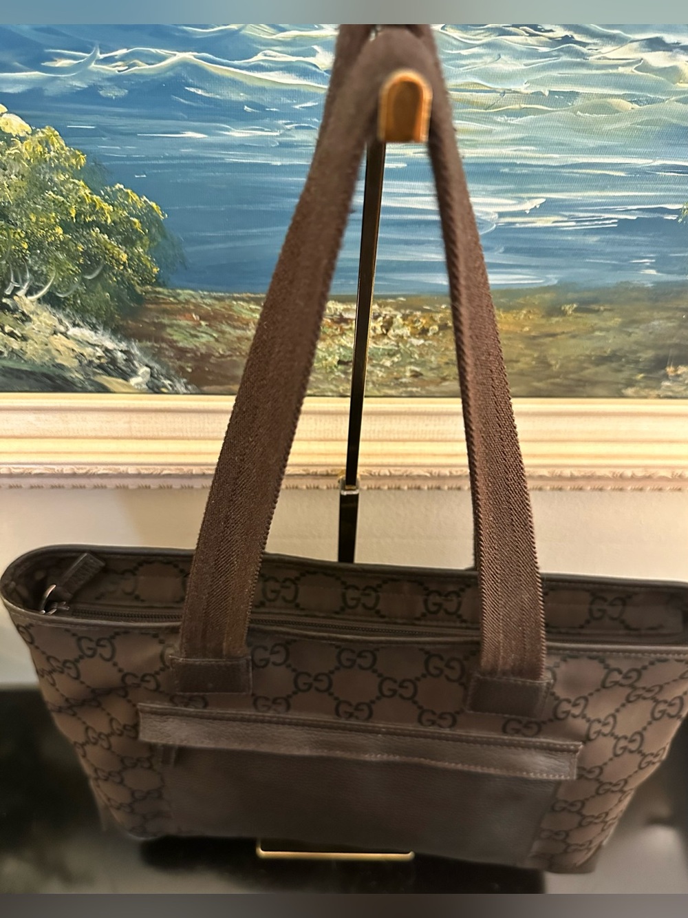 Gucci GG Chocolate Nylon and Leather Tote - Picture 5 of 9